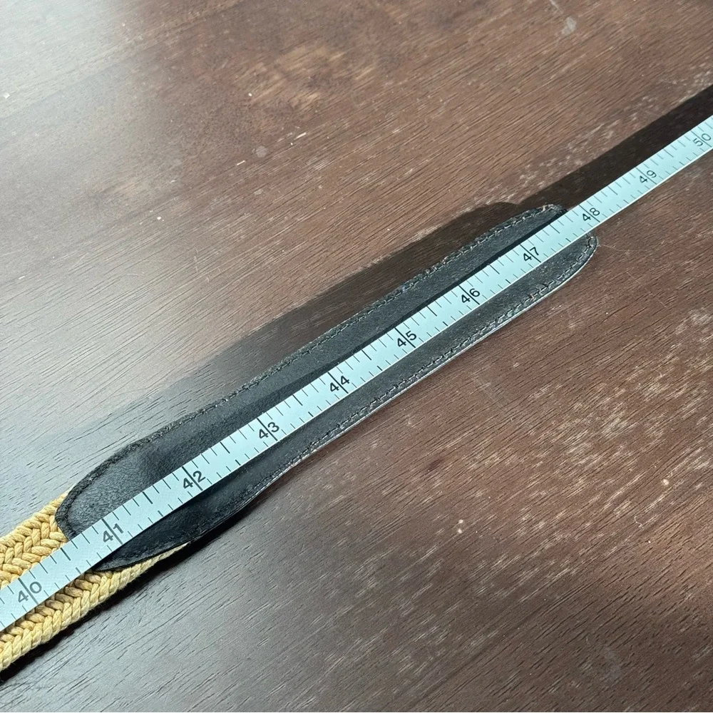 Fabrio Woven Straw Belt with Leather Tabs – XL (42–44)